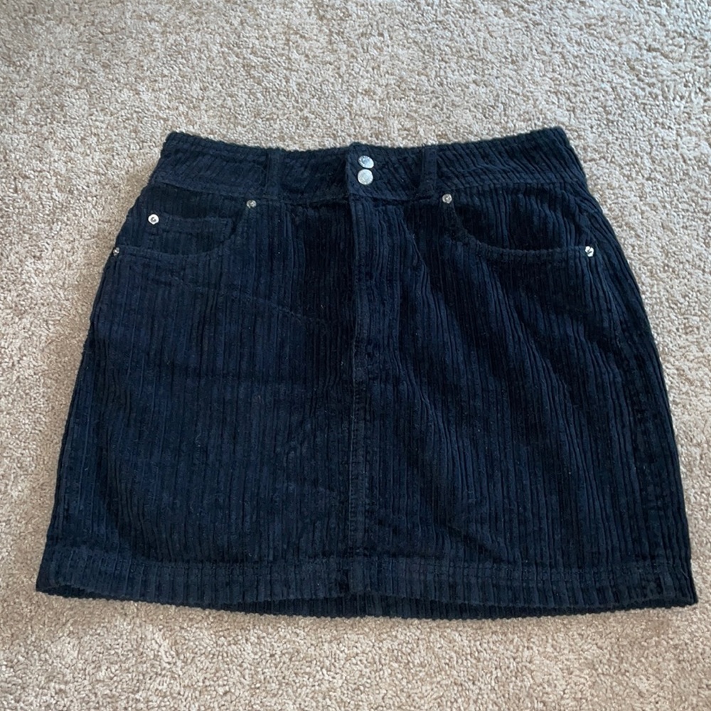 BDG High waisted black corduroy mini skirt